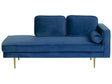 Chaise Lounge Navy Blue Velvet Upholstered Right Hand Orientation Metal Legs Bolster Pillow Modern Design Beliani