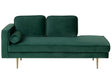 Chaise Lounge Emerald Green Velvet Upholstered Left Hand Orientation Metal Legs Bolster Pillow Modern Design Beliani