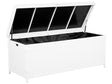 Outdoor Storage Box White Faux Rattan Garden Deck Cushion Chest 158 x 63 cm Beliani