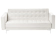 Sofa Bed White Faux Leather Tufted Modern Living Room Modular 3 Seater Silver Legs Track Arm Beliani