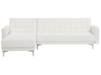 Corner Sofa Bed White Faux Leather Tufted Modern L-Shaped Modular 4 Seater Right Hand Chaise Longue Beliani