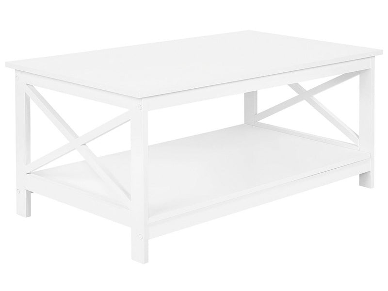 Coffee Table White 100 x 55 cm 2 Tier Rectangular Tabletop Modern Style Beliani