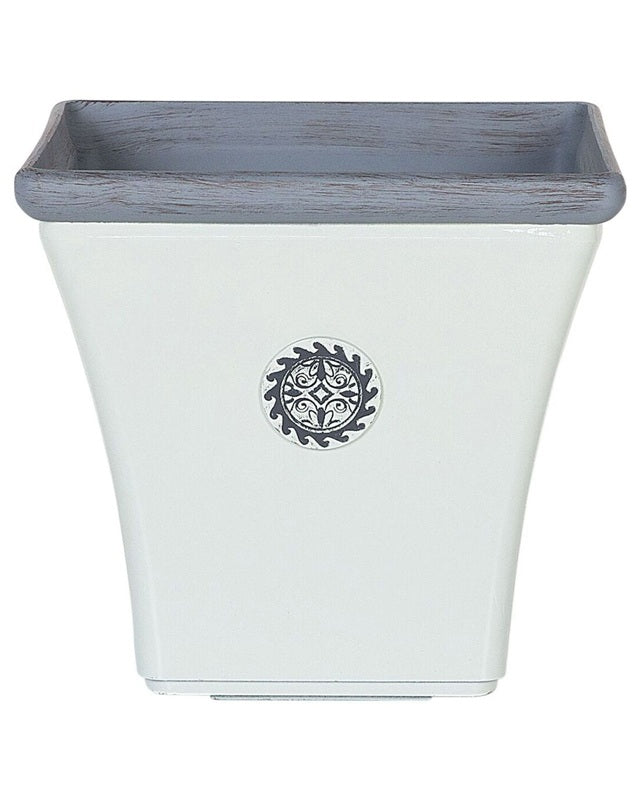 Plant Pot Planter White Stone Mixture Outdoor Resistances Square 32 x 31 cm All-Weather Beliani