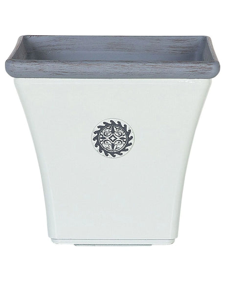 Plant Pot Planter White Stone Mixture Outdoor Resistances Square 32 x 31 cm All-Weather Beliani