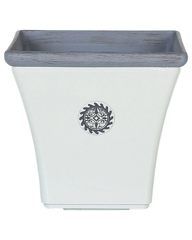 Plant Pot Planter White Stone Mixture Outdoor Resistances Square 32 x 31 cm All-Weather Beliani