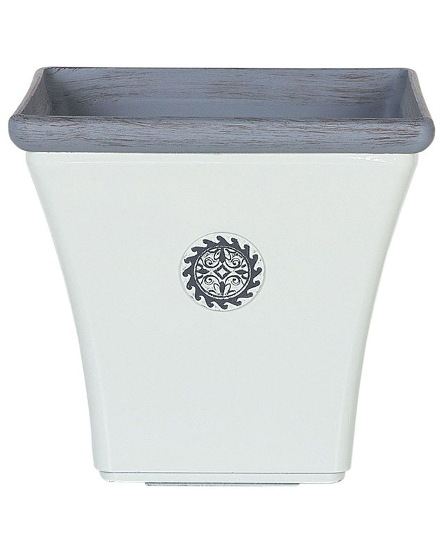Plant Pot Planter White Stone Mixture Outdoor Resistances Square 37 x 35 cm All-Weather Beliani