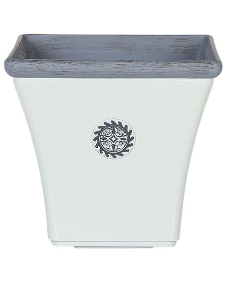 Plant Pot Planter White Stone Mixture Outdoor Resistances Square 37 x 35 cm All-Weather Beliani