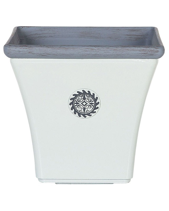 Plant Pot Planter White Stone Mixture Outdoor Resistances Square 43 x 39 cm All-Weather Beliani