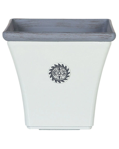 Plant Pot Planter White Stone Mixture Outdoor Resistances Square 43 x 39 cm All-Weather Beliani