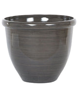 Plant Pot Planter Solid Brown Stone Mixture Polyresin High Gloss Outdoor Resistances Round  49 cm All-Weather Beliani