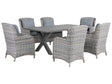 Garden Dining Set Grey PE Rattan 6-Seater Table and 6 Chairs with Grey Cushions Beliani