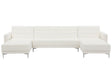 Corner Sofa Bed White Faux Leather Tufted Modern U-Shaped Modular 5 Seater with Chaise Lounges Beliani