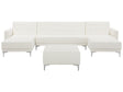 Corner Sofa Bed White Faux Leather Tufted Modern U-Shaped Modular 5 Seater with Ottoman Chaise Lounges Beliani