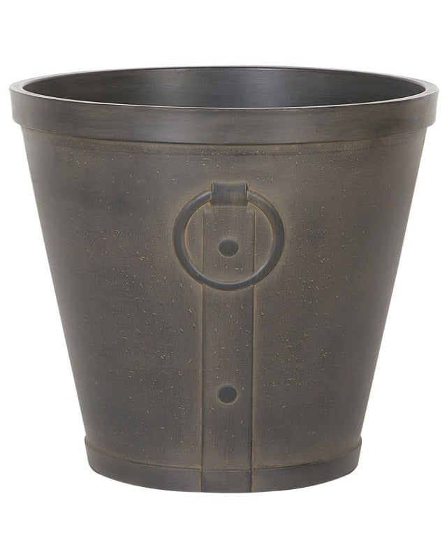 Plant Pot Brown Fibre Clay 37 x ⌀ 36 cm Outdoor Indoor All Weather Beliani