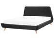 Bed Frame Black Velvet Light Wood Legs EU Super King Size 6ft Retro Beliani