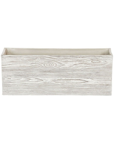 Plant Pot Planter White Wood with Fibre Clay Outdoor Resistances 54 x 21 cm All-Weather Beliani