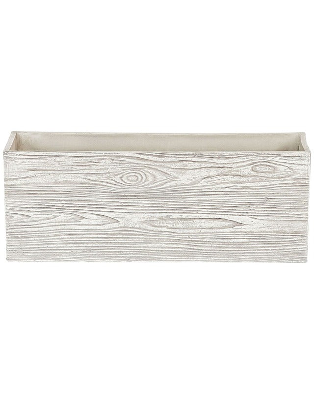 Plant Pot Planter White Wood with Fibre Clay Outdoor Resistances 54 x 21 cm All-Weather Beliani