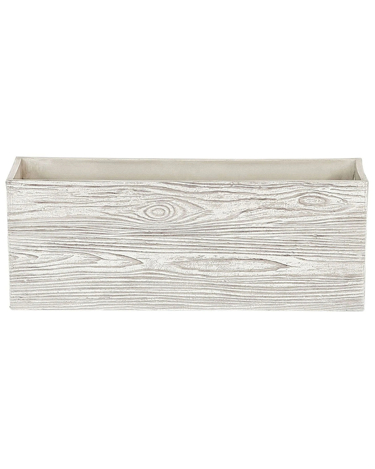 Plant Pot White Fibre Clay 15 x 42 x 13 cm Outdoor Indoor All Weather Beliani