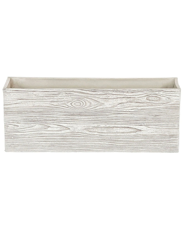 Plant Pot White Fibre Clay 15 x 42 x 13 cm Outdoor Indoor All Weather Beliani