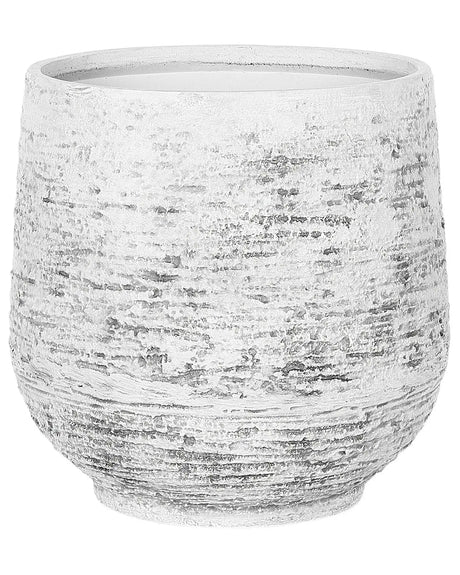 Plant Pot Grey Fibre Clay 37 x  32 cm Outdoor Indoor All Weather Beliani
