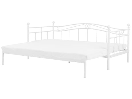 Daybed Trundle Bed White EU Single 3ft to EU Super King Size 6ft Slatted Base Pull-Out Convertible Beliani