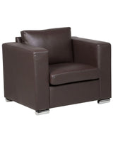 Armchair Club Chair Brown Split Leather Upholstery Chromed Legs Retro Design Beliani