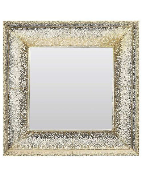 Wall Mounted Hanging Mirror Gold 60 cm Square Decorative Frame Accent Piece Beliani