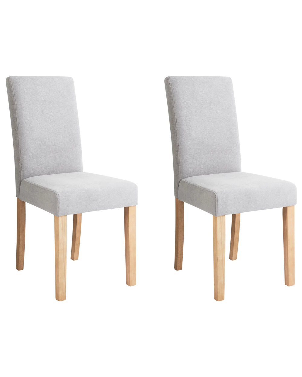 Set of 2 Dining Chairs Grey Fabric Wooden Legs Modern Beliani