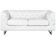 2 Seater Chesterfield Style Sofa White Tuxedo Arms Buttoned Back Silver Legs Faux Leather Beliani