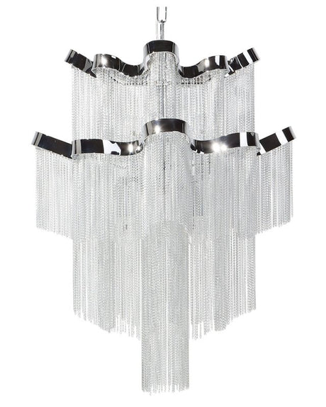 Pendant Ceiling Light Chandelier Silver Glamour Beliani