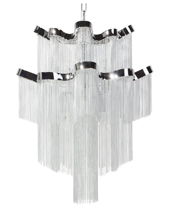 Pendant Ceiling Light Chandelier Silver Glamour Beliani