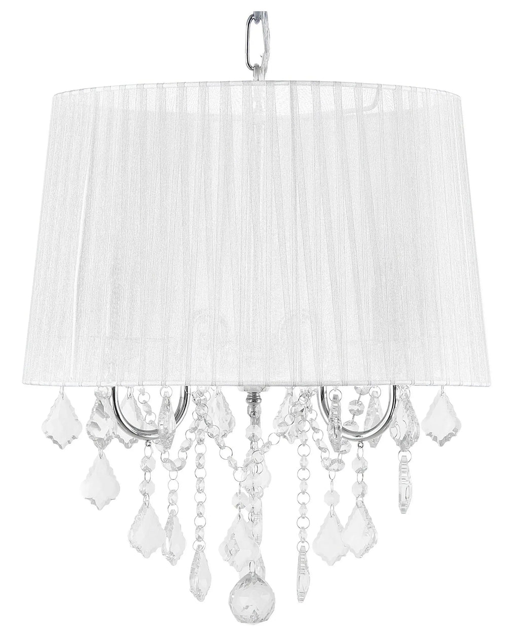Pendant Lamp White Grey Shade Glam Crystal Chandelier with 3 Lights Beliani