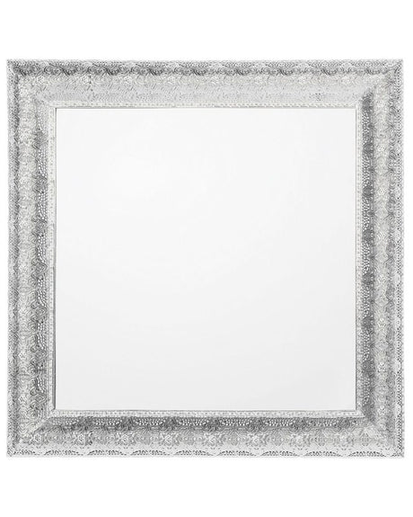 Wall Mounted Hanging Mirror Silver 65 cm Square Decorative Frame Beliani