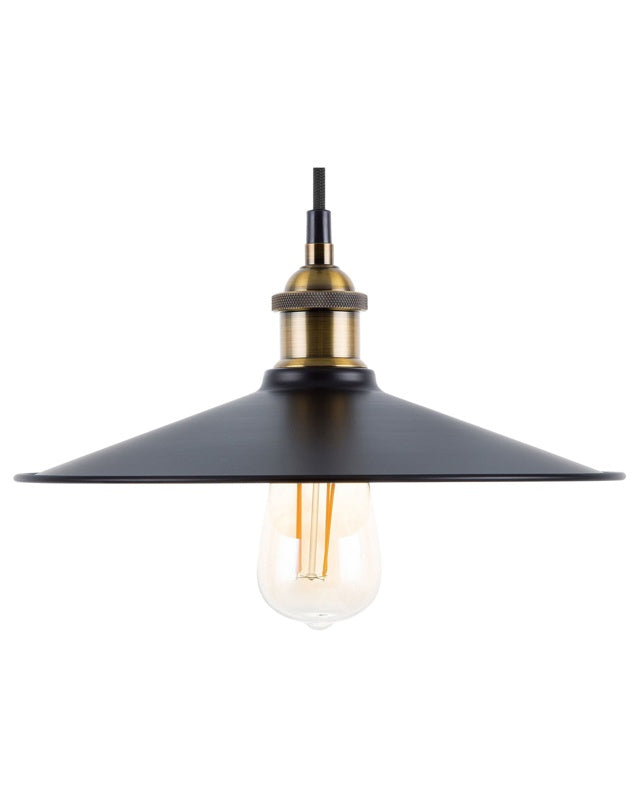 Pendant Lamp Black Metal Industrial Style Ceiling Light 30 cm Beliani