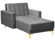 Chaise Lounge Grey Velvet Tufted Fabric Modern Living Room Reclining Day Bed Gold Legs Track Arms Beliani