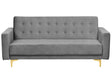 Sofa Bed Grey Velvet Tufted Fabric Modern Living Room Modular 6 Seater Gold Legs Beliani