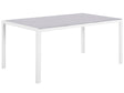 Garden Dining Table Grey Tempered Glass Top White Aluminium Frame 160 x 90 cm Beliani