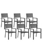 Set of 6 Garden Chairs Grey and Black Aluminium Weather Resistant Beliani