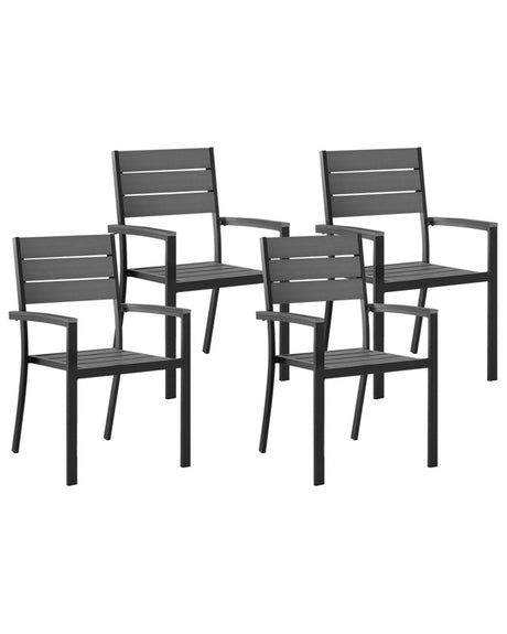 Set of 4 Garden Chairs Grey Plastic Wood Aluminium Frame Patio Modern Beliani