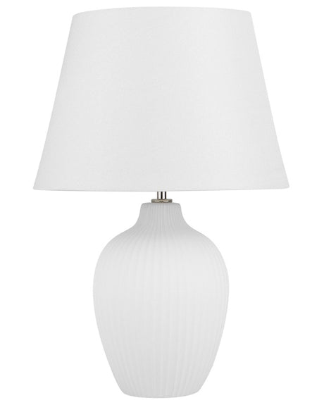 Table Lamp White Ceramic 52 cm Empire Shade Bedside Living Room Bedroom Lighting Retro Style Beliani