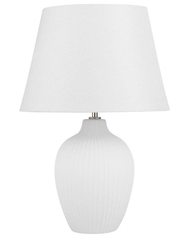 Table Lamp White Ceramic 52 cm Empire Shade Bedside Living Room Bedroom Lighting Retro Style Beliani