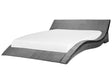 EU Super King Size Waterbed 6ft Grey Velvet Slatted Curved Frame with Accessories Beliani