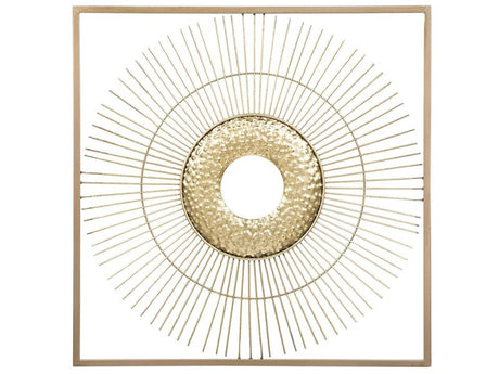 Wall Decor Sun Square Frame Gold Metal Glam Style Art Deco Beliani