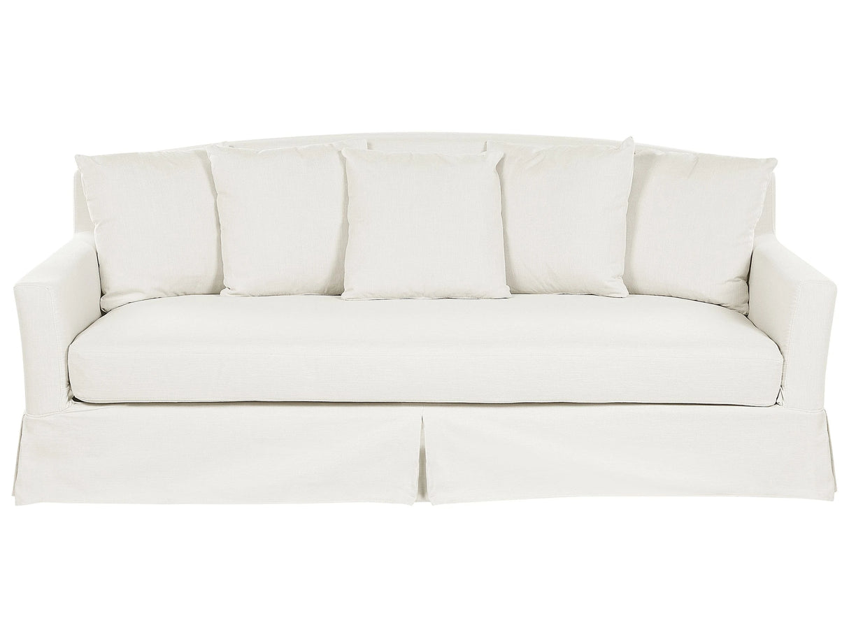 3 Seater Sofa Light Grey Skirted Throw Pillows Living Room Traditional Beliani