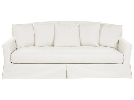 3 Seater Sofa Light Grey Skirted Throw Pillows Living Room Traditional Beliani