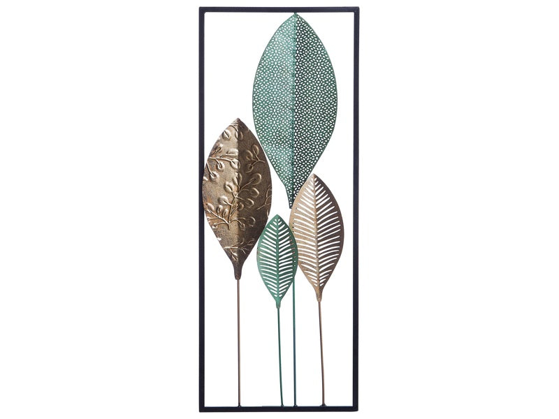 Wall Decor Leaf Multicolour Metal Wall Art Modern Style Beliani