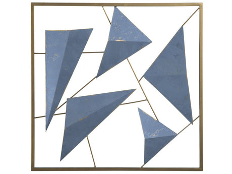 Wall Decor 3D Geometric Blue and Gold Metal Wall Art Modern Coastal Style Beliani