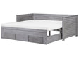 Bed Frame with Storage Grey Rubberwood EU Single to Super King Size 6ft Guest Bed Beliani