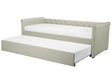 Trundle Bed Beige Fabric Upholstery EU Single Size Guest Underbed Buttoned Beliani