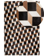 Rug Brown Leather 140 x 200 cm Modern Patchwork Cowhide 3D Pattern Handcrafted Rectangular Carpet Beliani